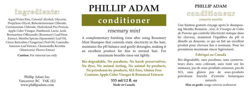 Phillip Adam Rosemary Mint Conditioner for All Hair Types - Hydrating and Plant Based - 12 Ounce