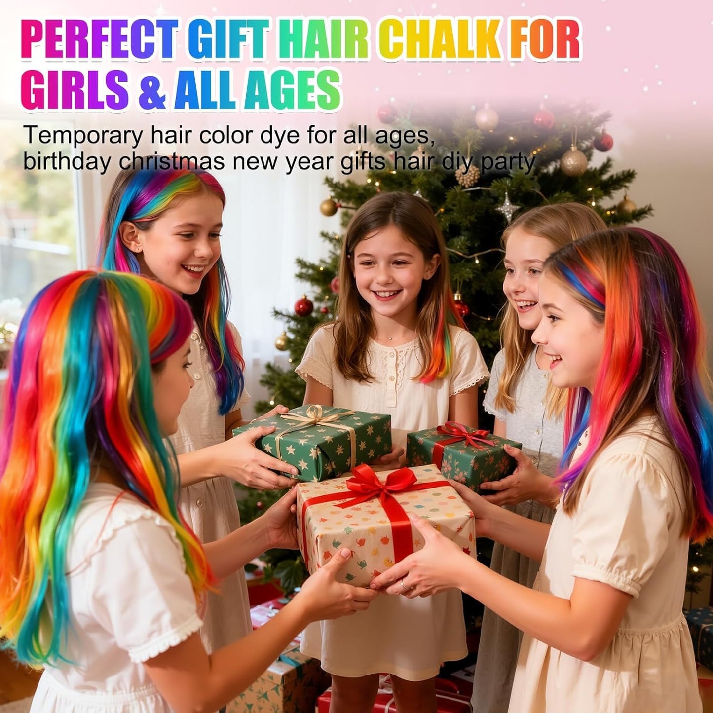 Vibrant Temporary Hair Chalk Combs - 10 Festive Colors | Washable & Quick Dry for Parties