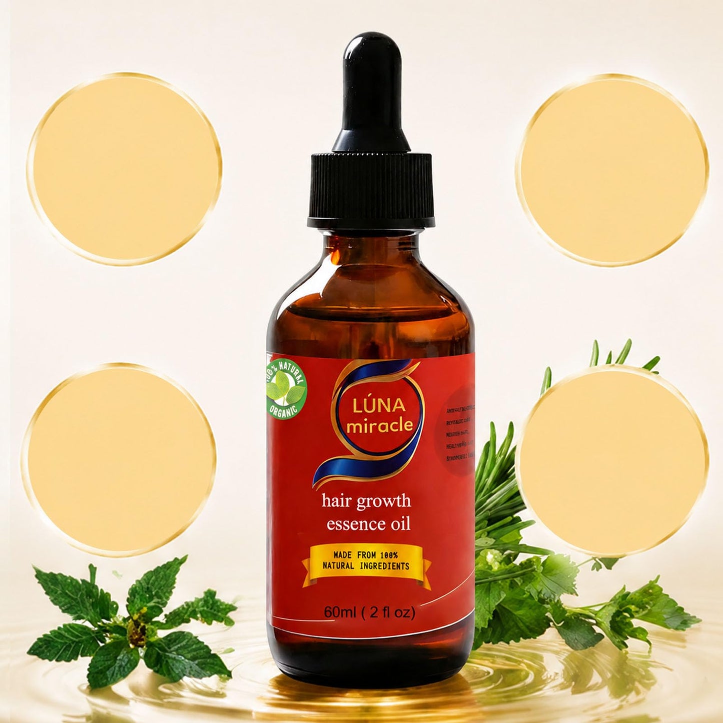 Luna Miracle Hair Growth Oil, Hair Growth Serum, Natural Hair Density Essential Oil, Strengthening Oil Infused Frizzy & Damaged Hair Care to Support Longer, Healthier Strands (2PCS)