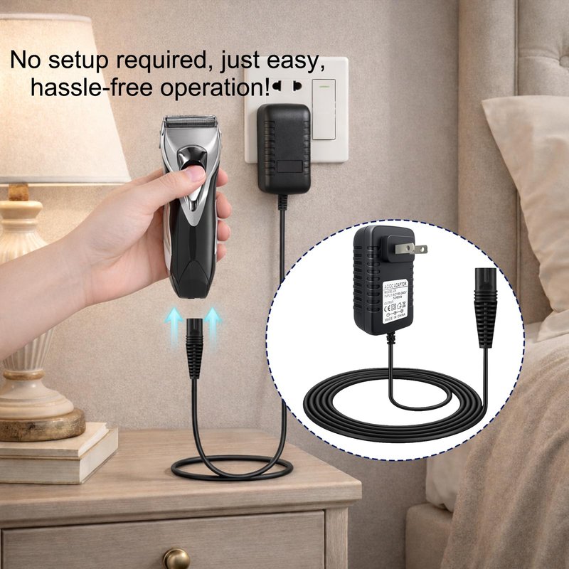 Replacement Charger Compatible with Braun Shaver Series 9 8 7 6 5 3 1, 12V 400mA Power Cord for Braun Electric Razor S3 S5 S7 S9 3040s 340s 370 9385cc 9290cc 9095cc, 5ft Cable+ Cleaning Brush