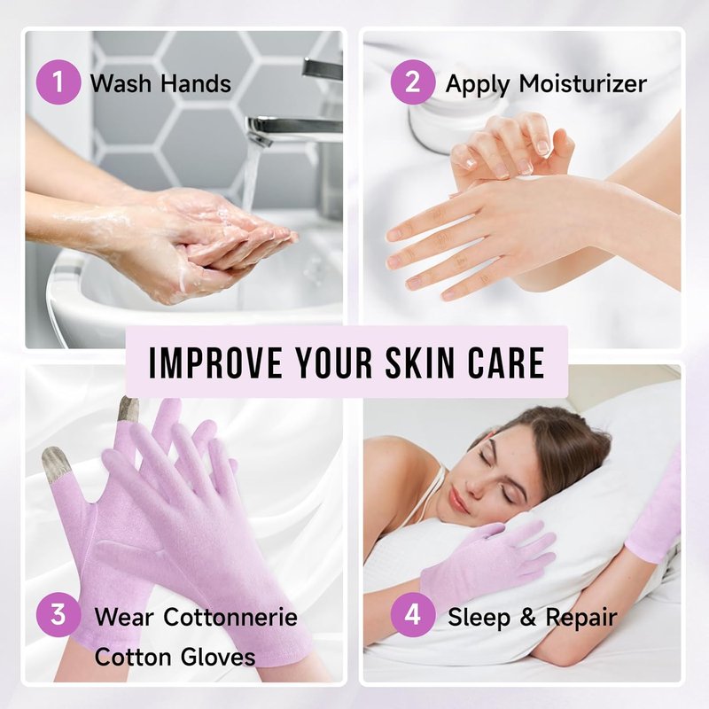 Moisturizing Cotton Gloves for Dry Hands - Touchscreen Friendly | Baby Pink, 2 Pairs