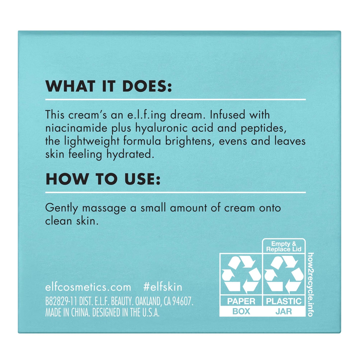e.l.f. SKIN Holy Hydration! Face Cream with Hyaluronic Acid, Niacinamide & Peptides, Nourishing & Plumping Moisturizer, Vegan & Cruelty-Free