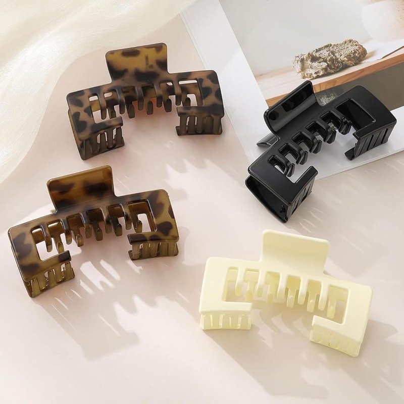 Large Hair Clips for Baseball Caps - Tortoise Shell Adjustable Claw Clips for Women | Non-Slip Strong Hold for Thick & Thin Hair