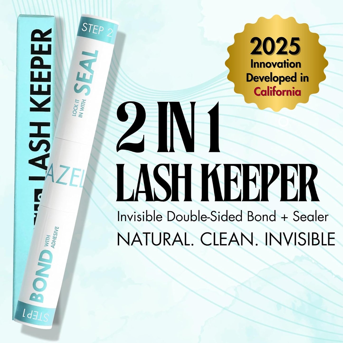 Gazelle 2-in-1 Lash Keeper - Fast-Dry Clear Cluster Lash Glue & Sealer | Waterproof, 7-10 Day Hold, Latex-Free