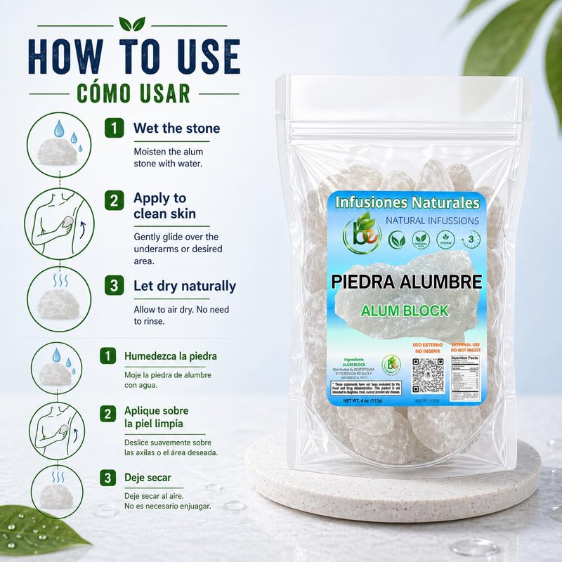 Alum Stone (Piedra de Alumbre) - 4 oz - Multi-Purpose Crystal for Skin Care and Healing - Natural Deodorant & Antiperspirant | Shaving Stone: