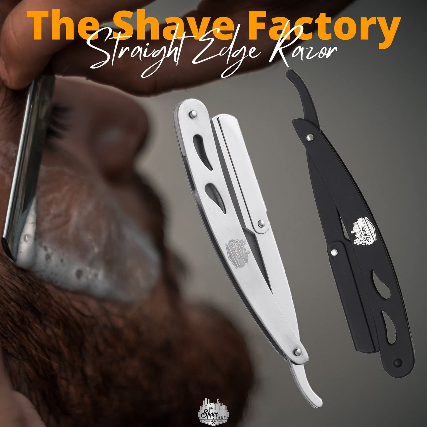 The Shave Factory Straight Edge Razor Kit (Steel Razor / 200 Derby Premium Single Edge Razor Blades)