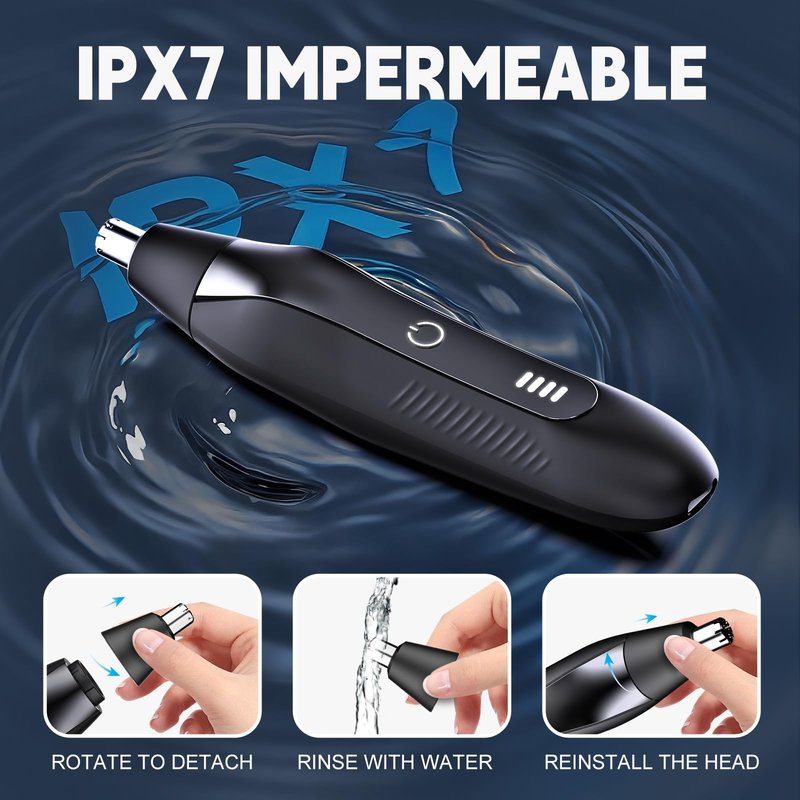 2 in 1 Nose Hair Trimmer for Men - LED Power Display, 16000RPM Motor, Electric Ear & Eyebrow Grooming Kit, Nose Hair Cutter & Remover, Face & Body Clipper, Gift for Male Men Christmas Father's Day