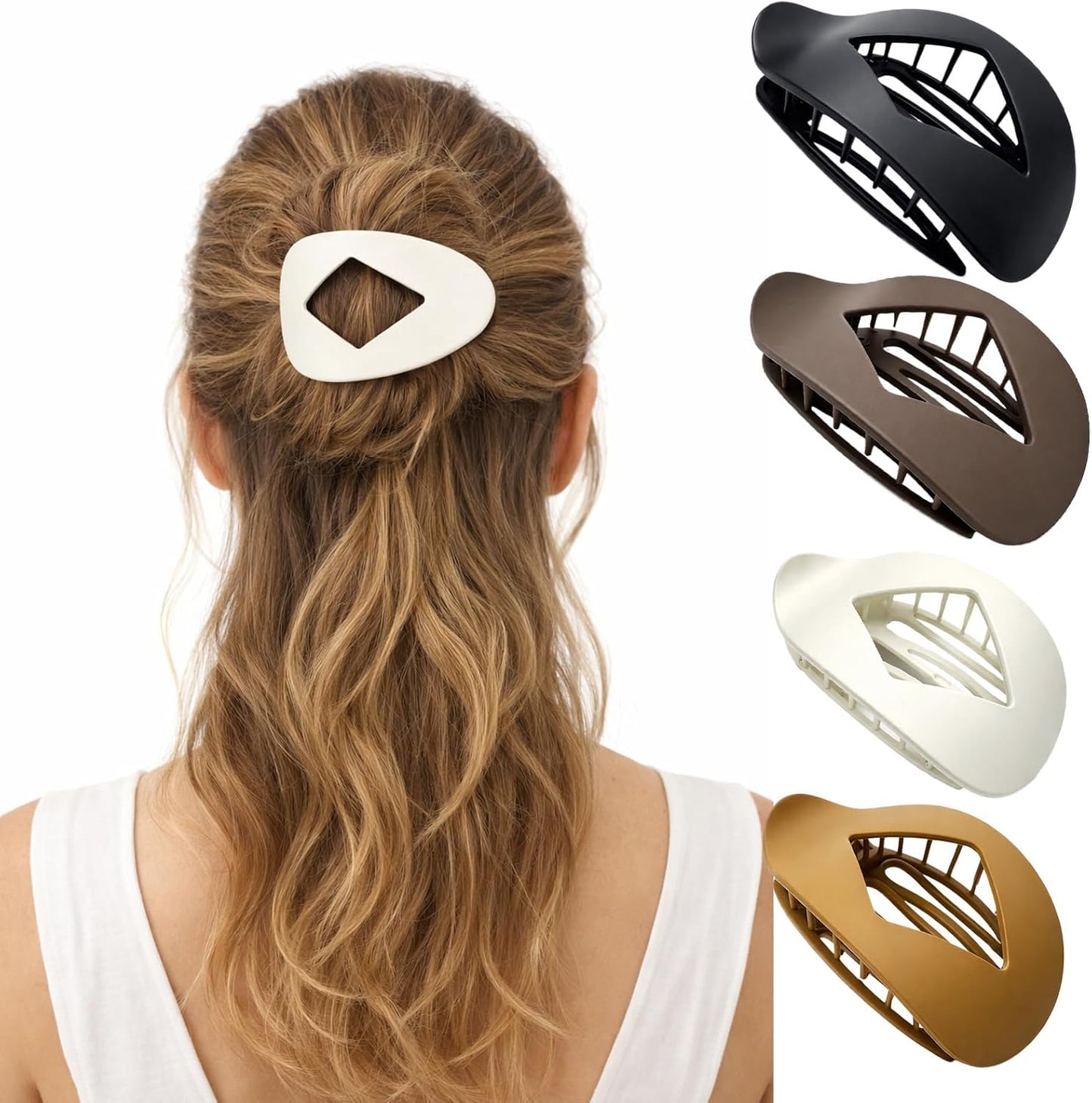 Duckbill Hair Clips - 4-Pack Flat Claw Design for Thick or Thin Hair | Casual Elegant Style