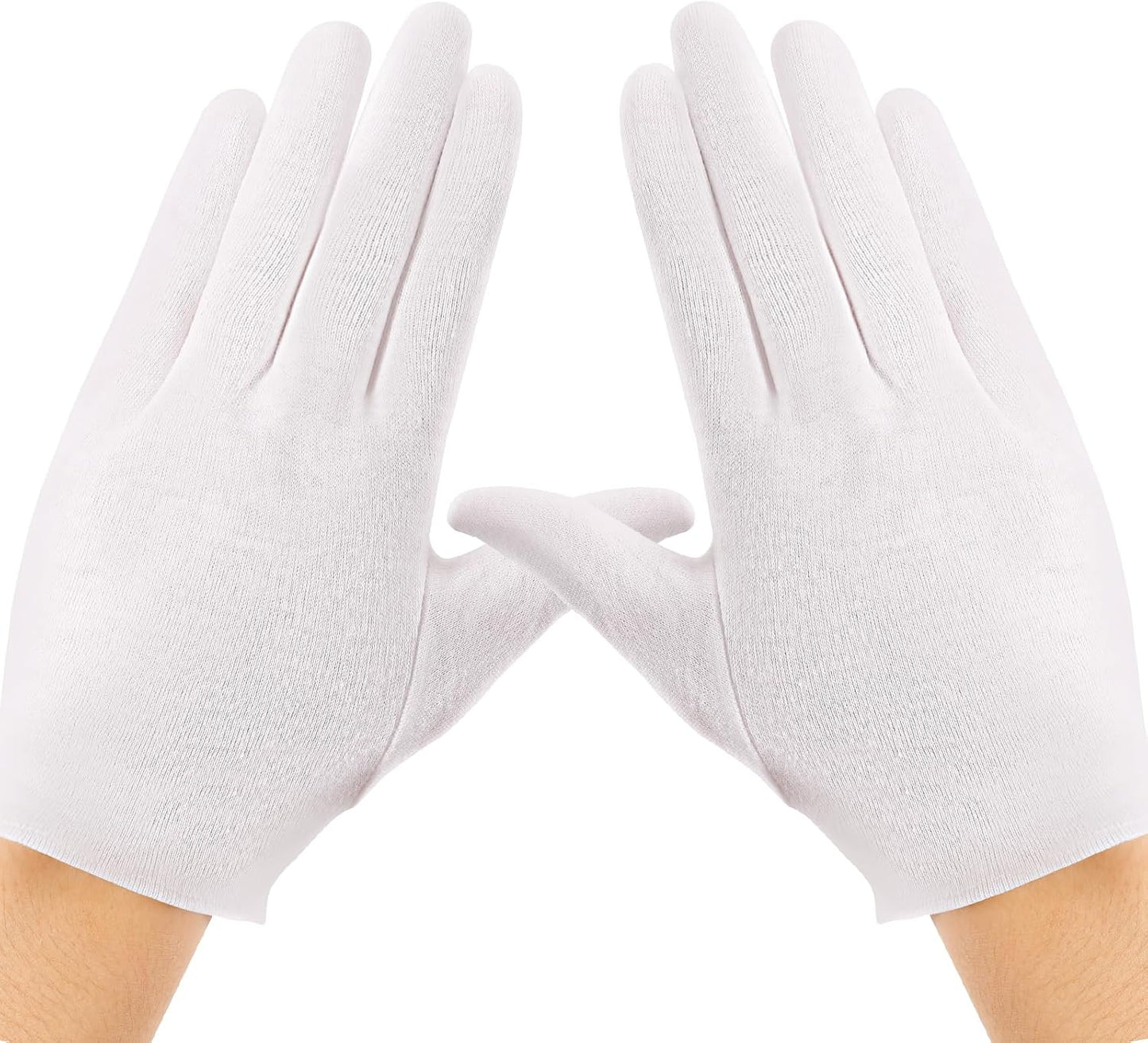 White Cotton Gloves for Moisturizing SPA | 2 Pairs with Laundry Bag for Dry Hands & Eczema - Regular Size