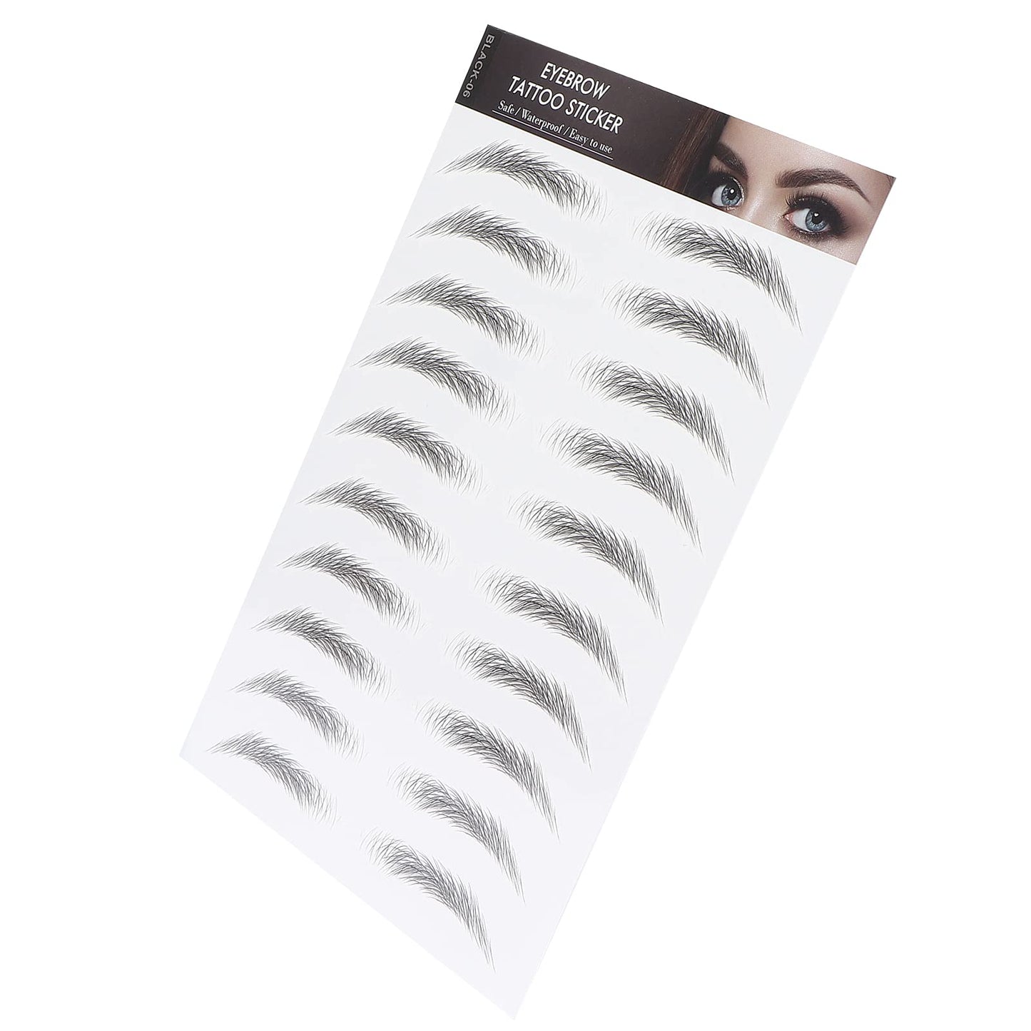 6D Eyebrow Sticker, Hair-Like Authentic Eyebrows, Long Lasting False Eyebrows Makeup Sticker for Women Girls(BLACK-06)