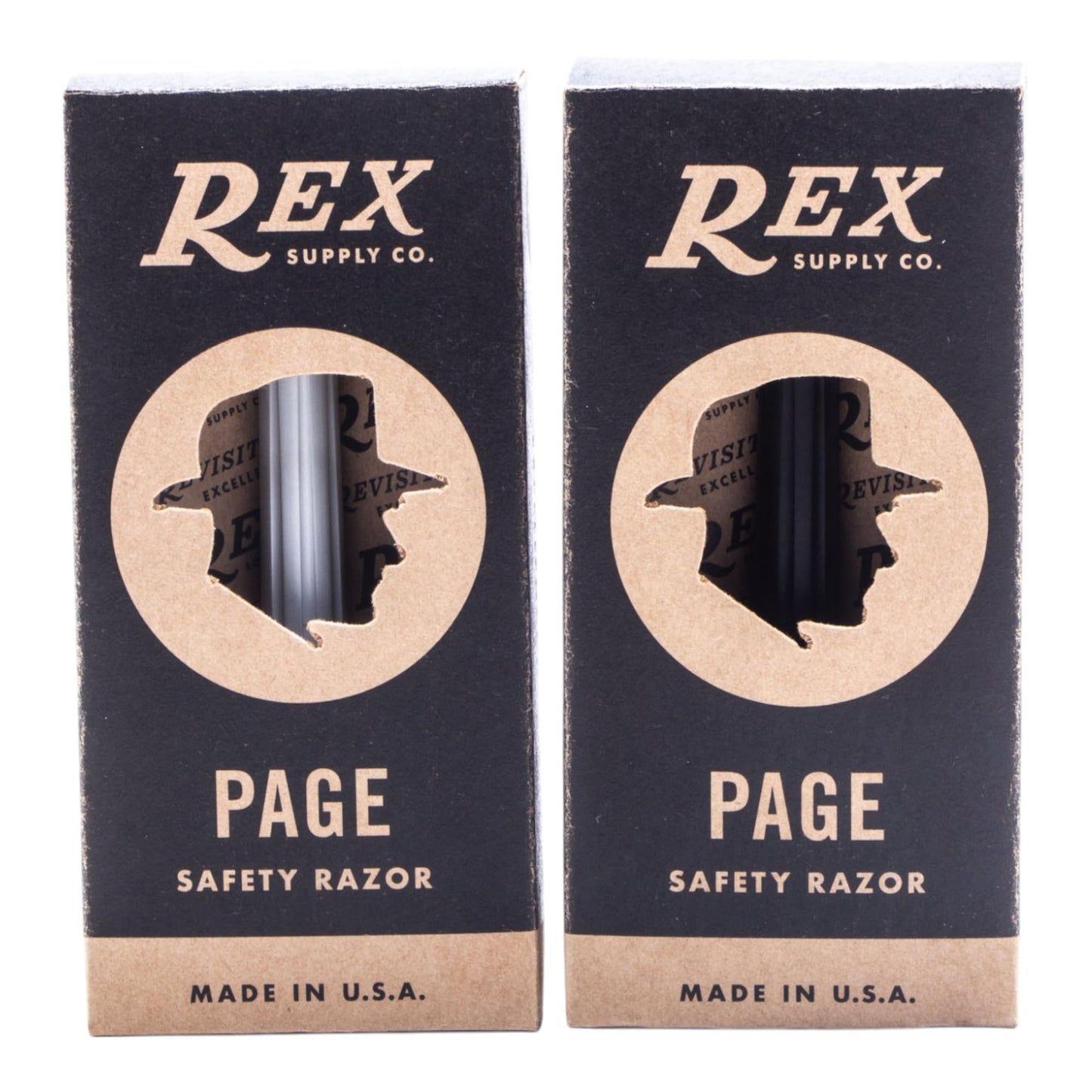 Rex Supply Co. Page Three Piece Double Edge Safety Razor – Aircraft Aluminum Finish, Ultra-Light CNC-Milled Razor for Men, Durable Smooth Shaver Compatible with All Standard DE Blades