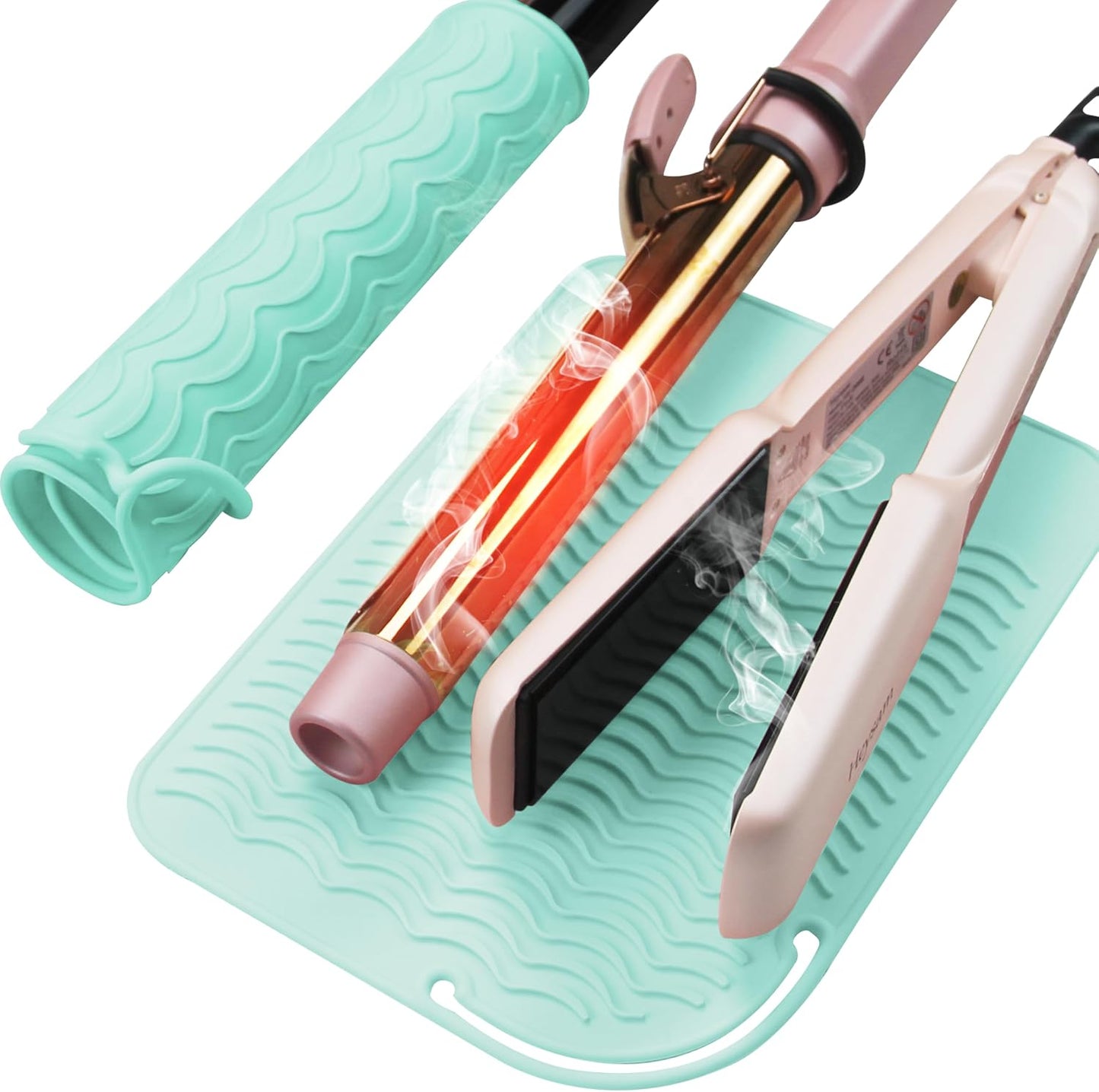 Silicone Heat Resistant Mat for Hair Tools - Curling Iron & Flat Iron Pad | Blue
