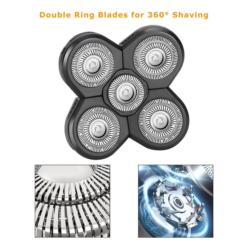 2 PCS Head Shaver Replacement Blades,Father’s Day Gifts for Grandpa Mens Husband - Birthday Gift Ideas for Grandpa Dad, 5-Blade Shaver Heads for Bald and Face Hair with Cleaning Brush