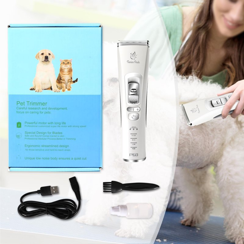 FENICE PEAK Dog Grooming Clippers for Thick Heavy Coats 3 Speeds Low Noise Pet Grooming Kit Cat Eletric Clipper with 10FC Ceramic & Stainless Steel Blade