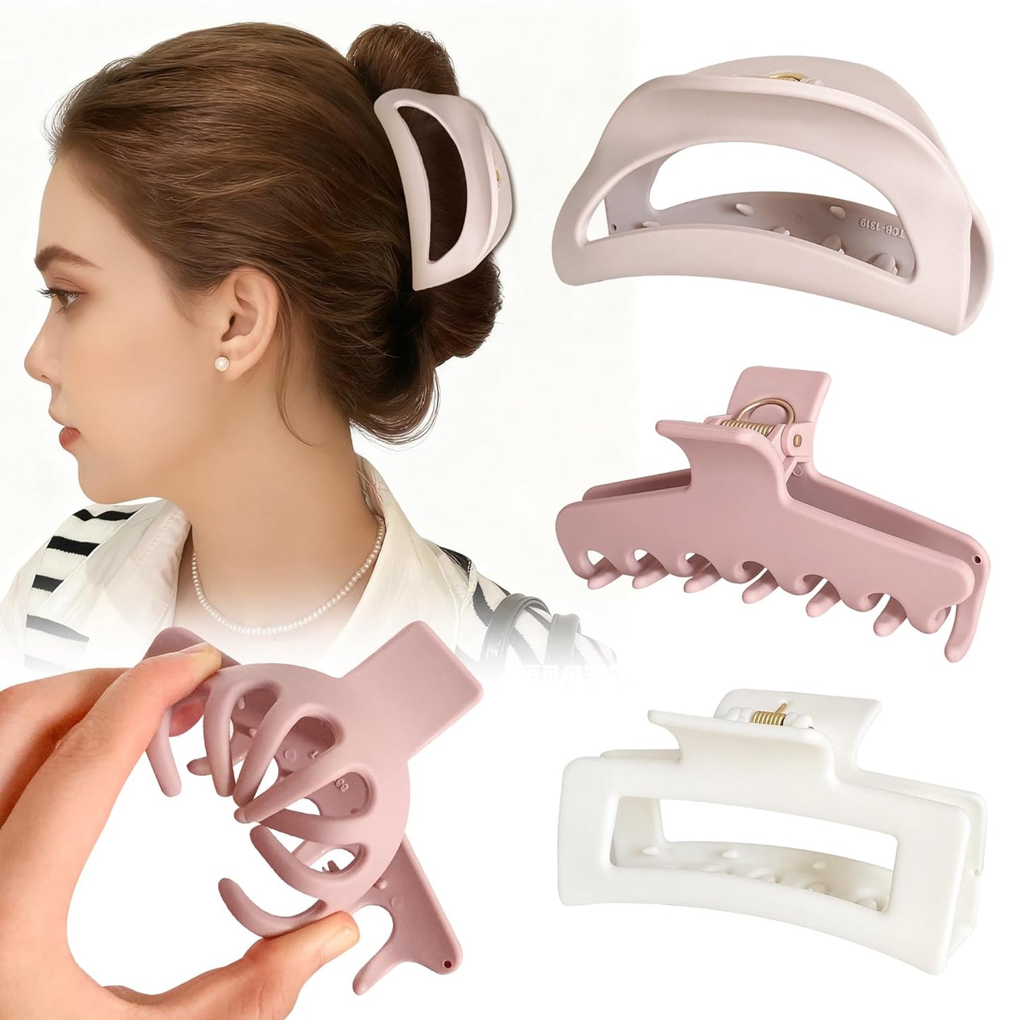 Soft Cloud Claw Clips - 3 Pack Cozy & Flexible Hair Accessories for Women | Perfect for Thin & Thick Hair