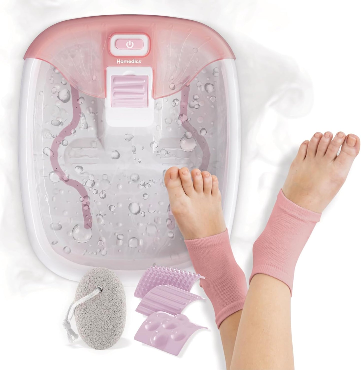 HoMedics Bubble Bliss Deluxe Foot Spa - Heat & Massaging Arch, 3 Acupressure Attachments | Soothes Tired Muscles