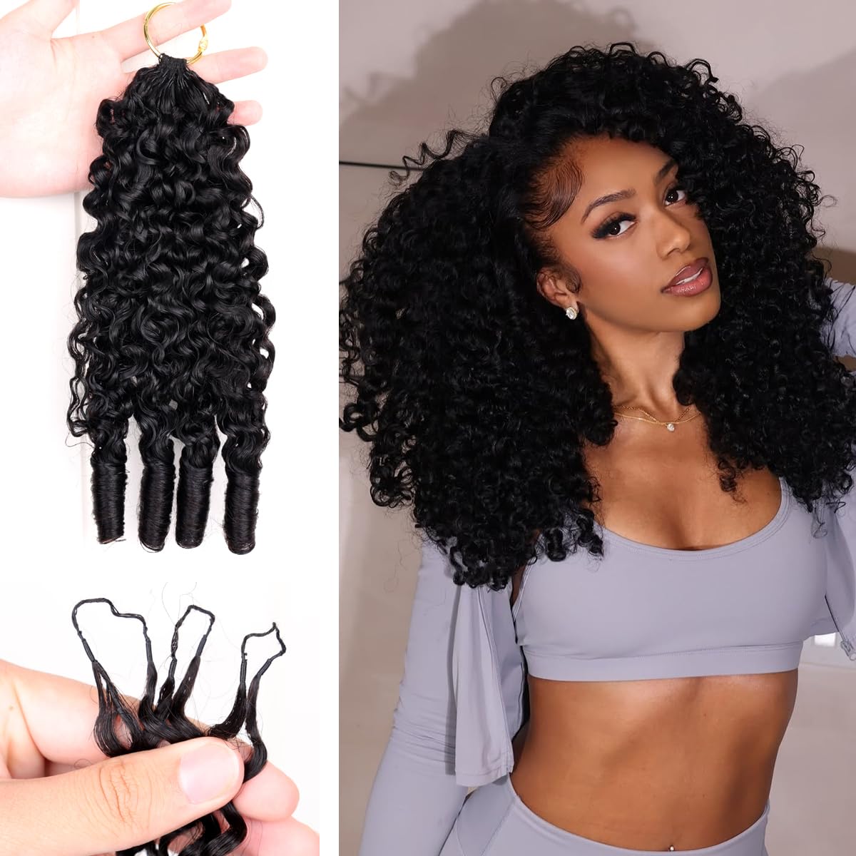 Human Hair Crochet Extensions - 12 Inch 3C4A Burmese Curly | 100% Remy Hair, 120g, Pre-Separated for Easy Styling