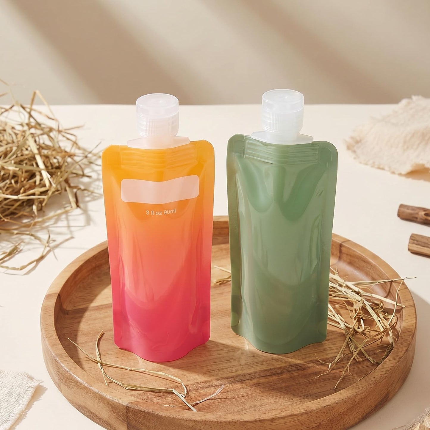 Quilax 6PCS Reusable Squeeze Pouches for Liquids, Travel Pouches for Toiletries, Travel Size Toiletries Cosmetic Containers for Shampoo