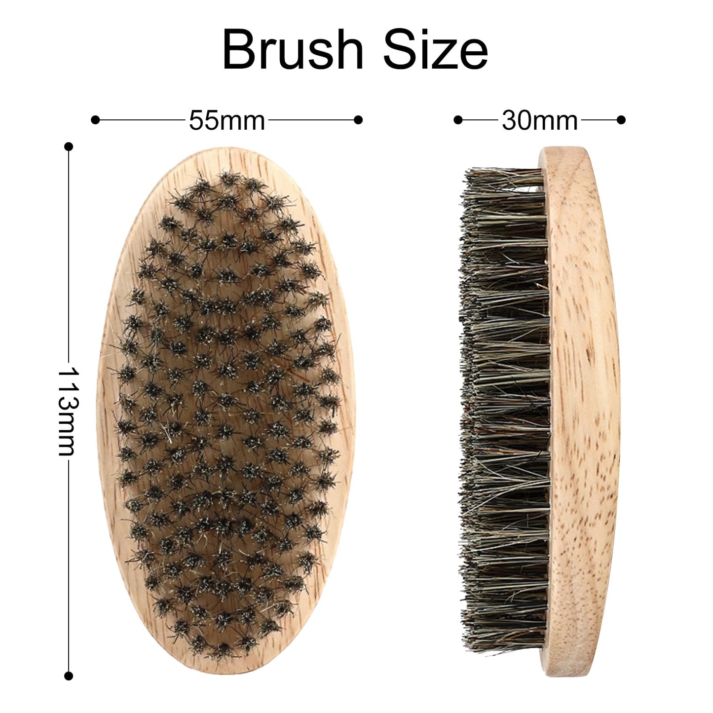 Men's Faux Boar Bristle Beard Brush with Wooden Handle - Military Pocket Size for Mustache and Beard Grooming and Styling.