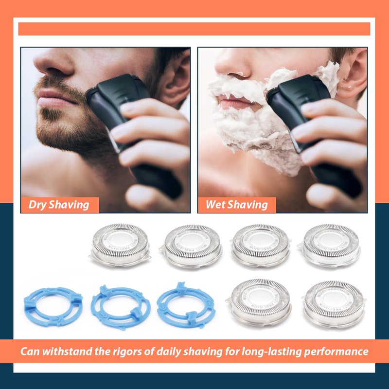 Lisnhlin SH50 Shaving Head Blade with Retaining Rings Replacement for Norelco Shaver 5000 Series, Men's Electric Shaver Replacement Heads 6Pcs