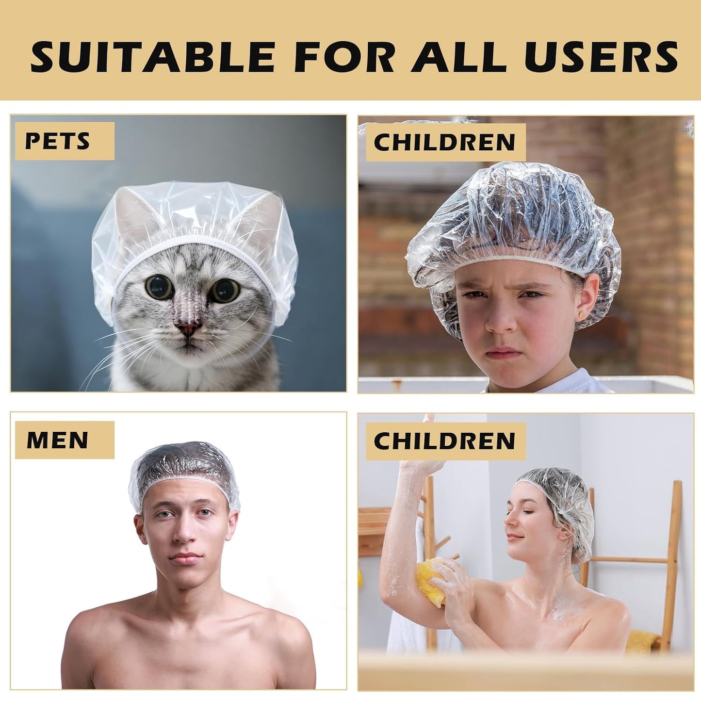Disposable Shower Caps - 1100 Pcs Clear Waterproof Elastic Hair Caps for Salon, Spa & Travel
