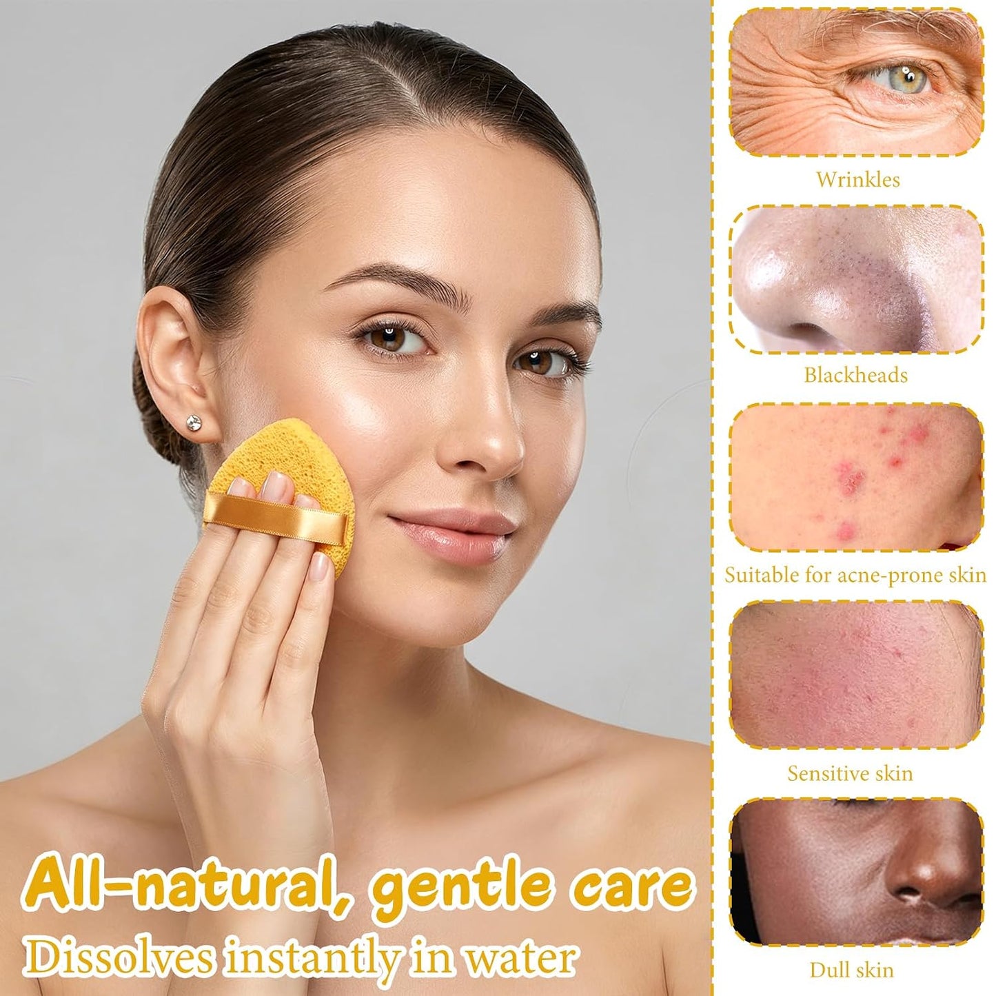 6Pcs Reusable Facial Sponges - Soft Face Scrubber Pads for Deep Pore Cleansing | 3 Colors Available