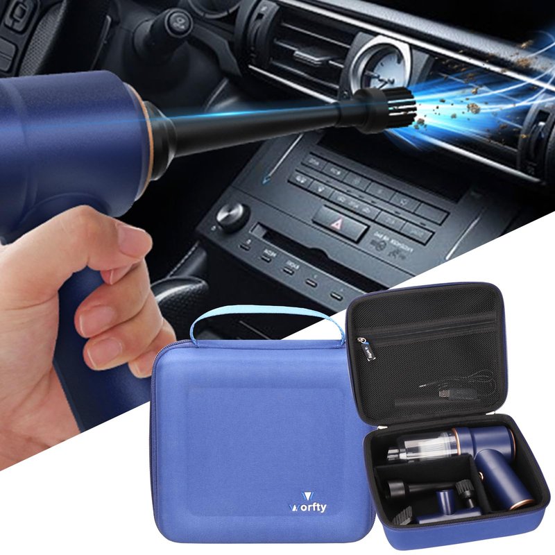 worfty Hard Travel Case for KMM Handheld Car Vacuum Cleaner, Portable Auto Vacuum Cleaner Accessories Storage Bag Carrying EVA Case for KMM LT-117C 9000Pa Air Duster(Box Only)