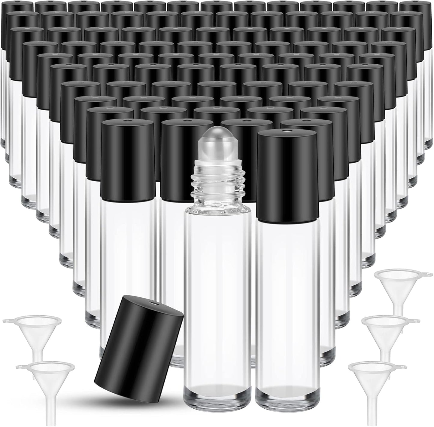 Essential Oil Roller Bottles - 150 Pcs 10 ml Glass Roll-On Bottles with Stainless Steel Balls | Leak-Proof & Travel-Friendly (Amber)