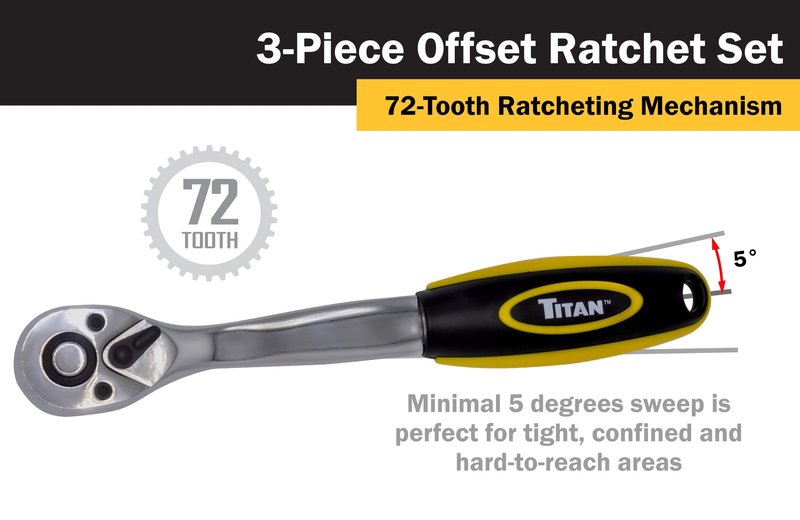 Titan 18025 3-Piece 72-Tooth Offset Ratchet Set