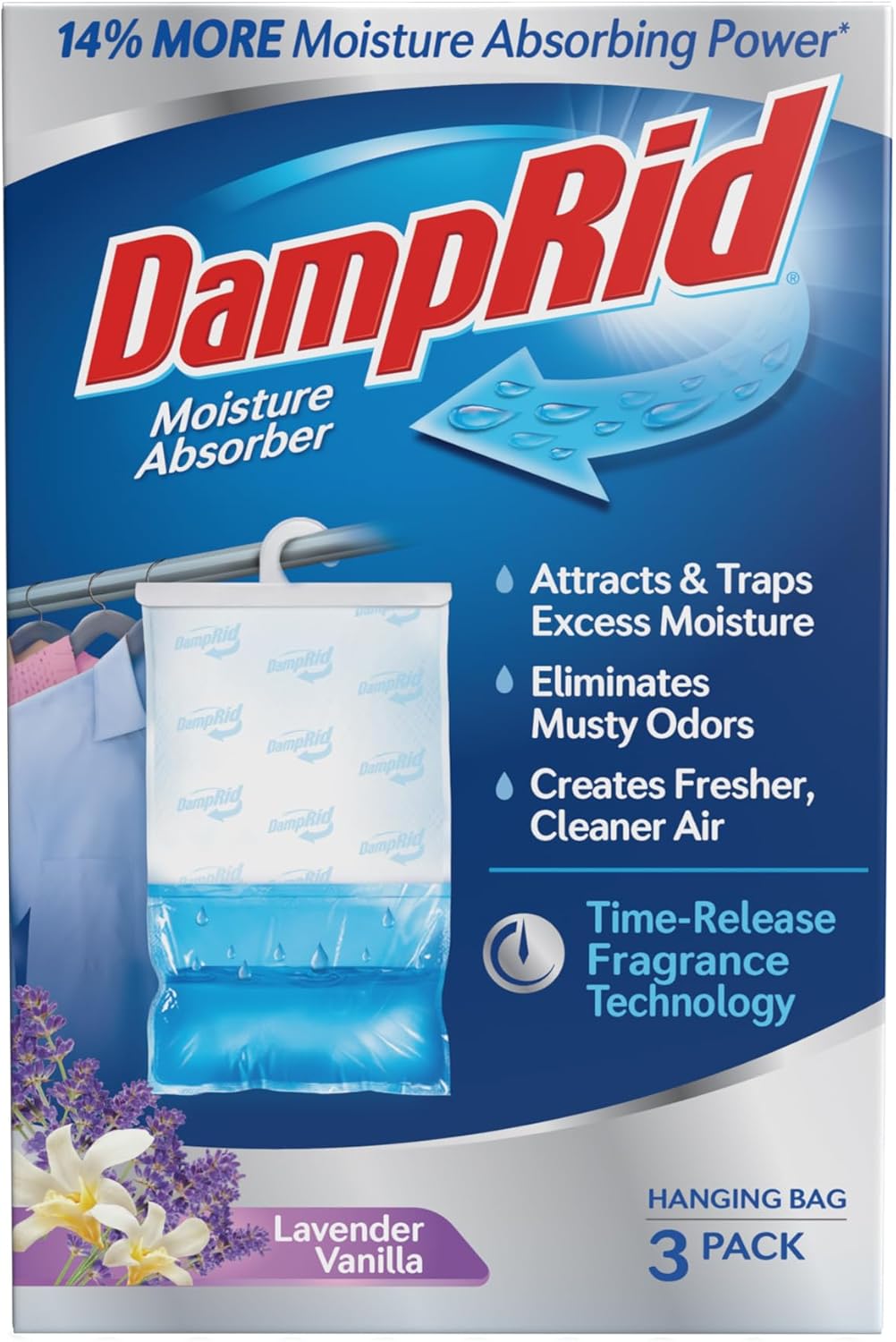 DampRid Fragrance-Free Hanging Moisture Absorber | 16 oz. 3-Pack - Eliminates Musty Odors, Ideal for Closets
