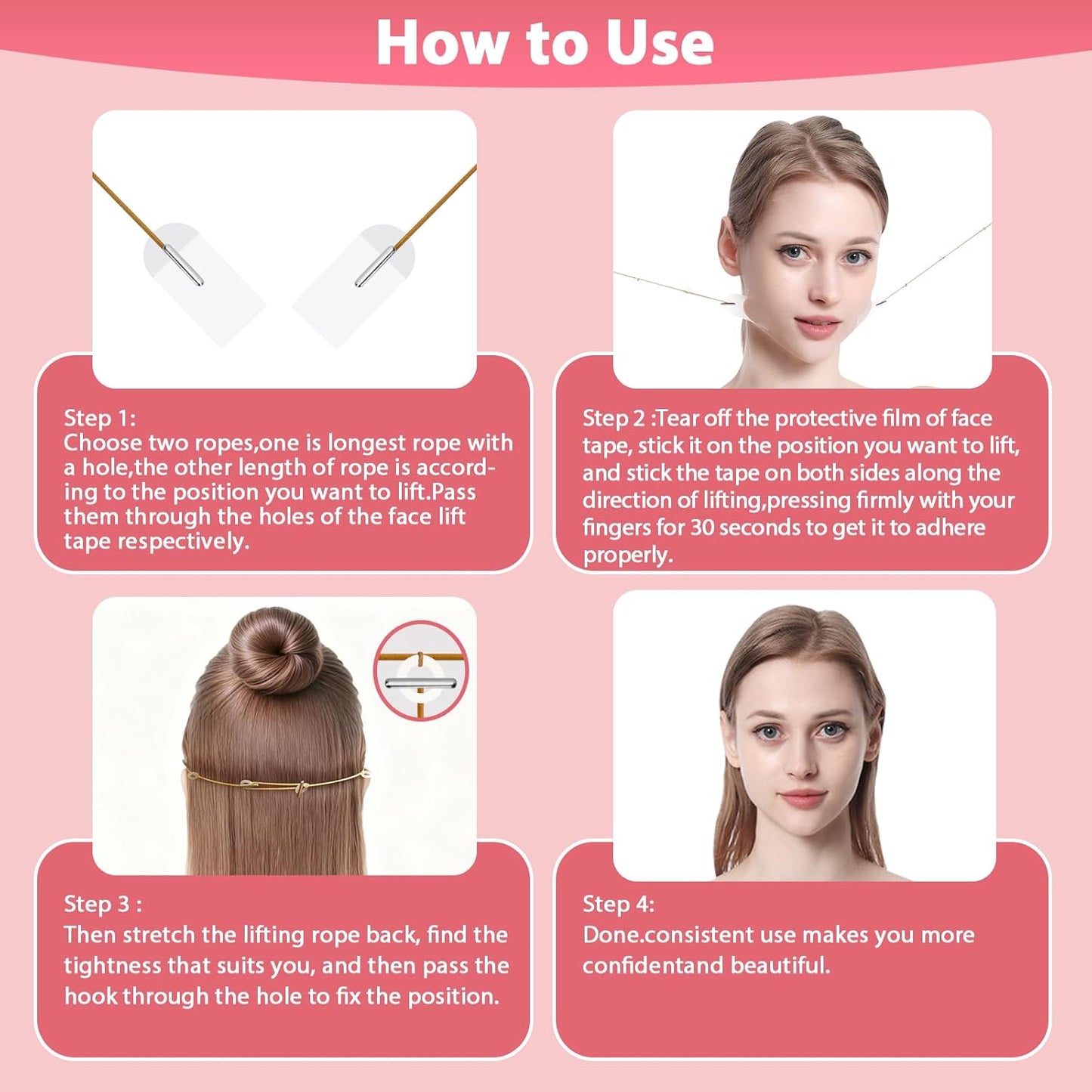 Invisible Neck Tape Lifting - 140PCS Face Lift Tapes & Bands for Sagging Skin, Double Chin & Wrinkles | Facelift Solution
