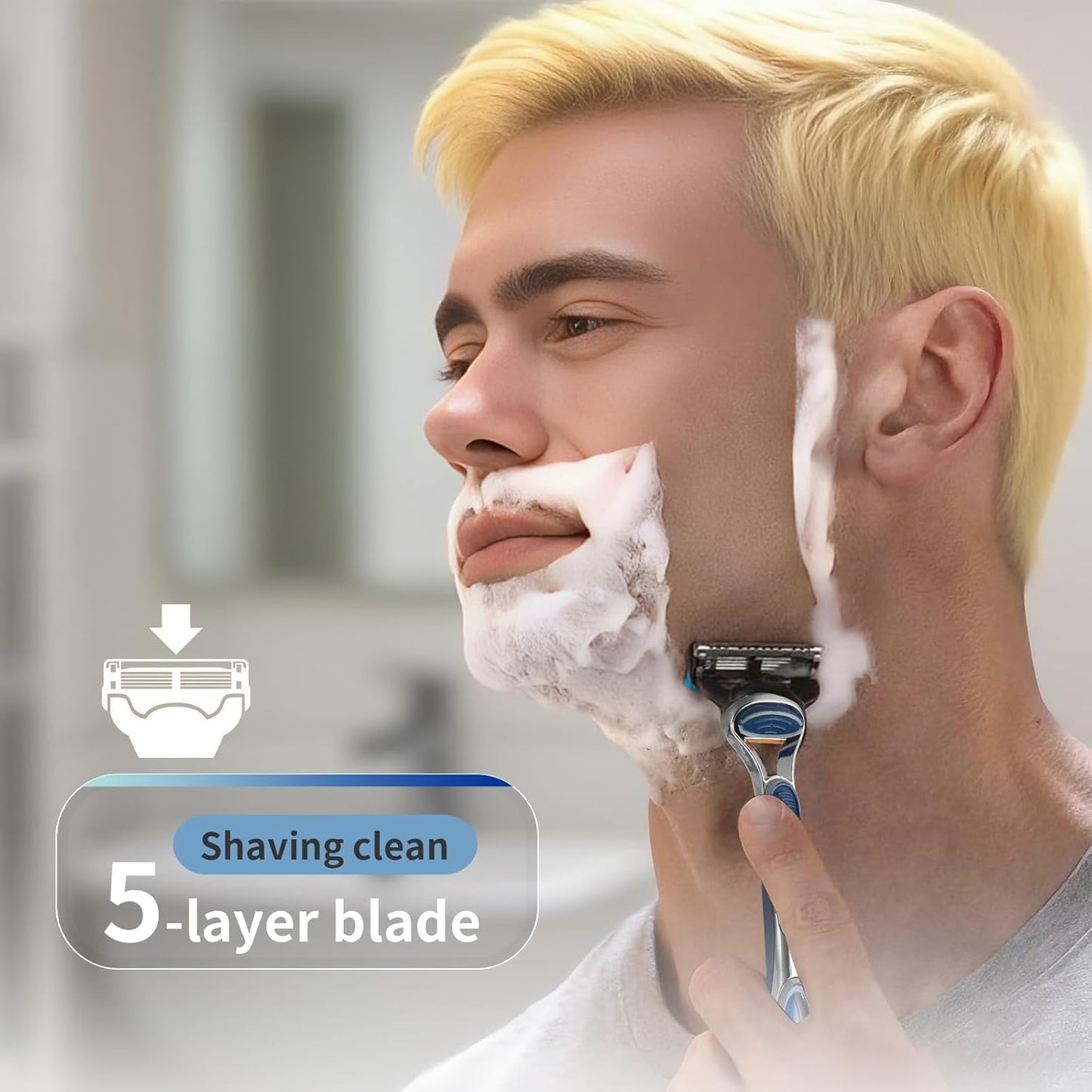 Gillette Fusion5 Razor Handle - Ergonomic Non-Slip Design for Men | Blue Replacement Handle (1 Pack)