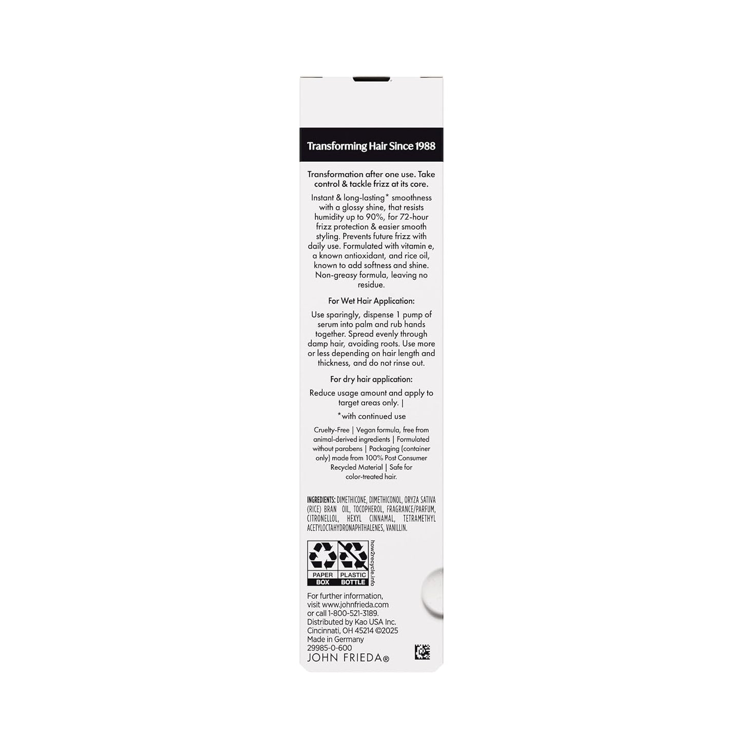 John Frieda Frizz Ease Extra Strength Hair Serum - Anti-Frizz Smoothing Serum with Argan & Coconut Oil | 1.69 fl oz