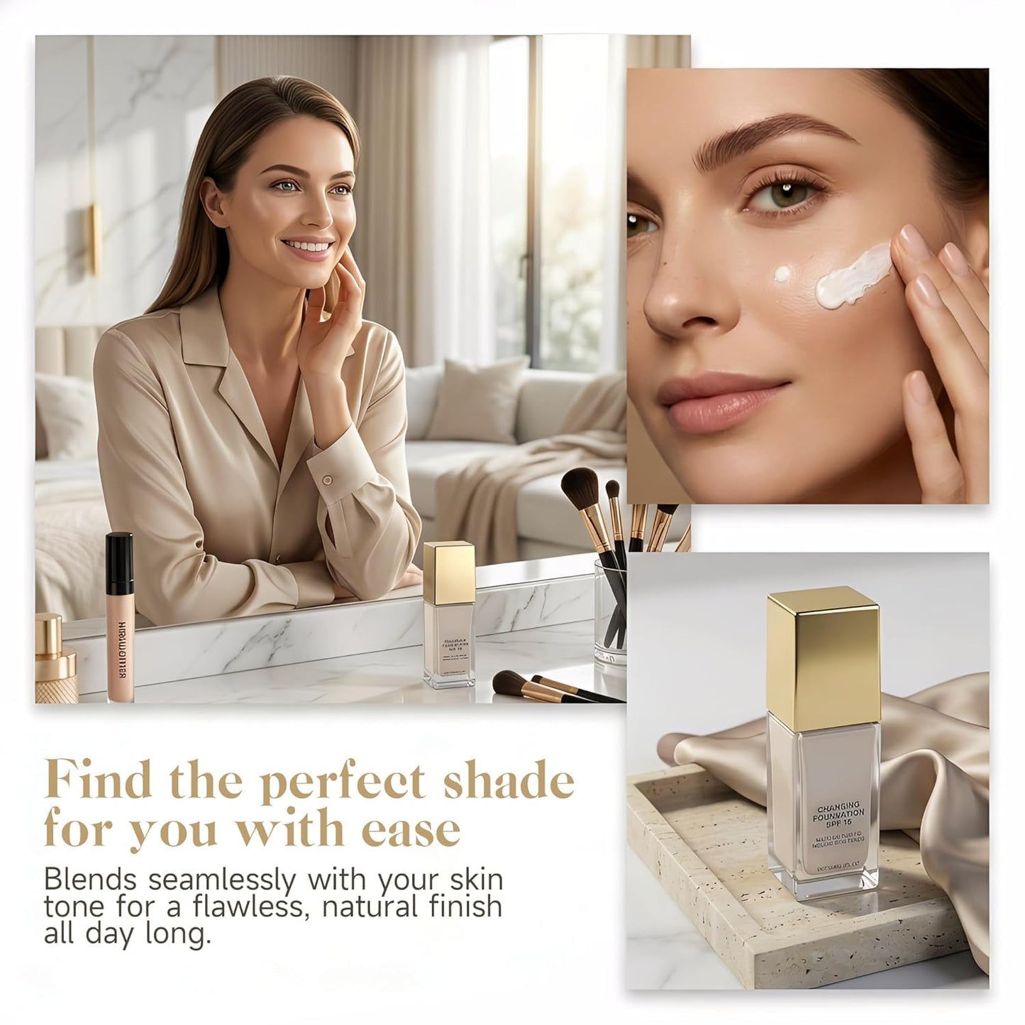 Color Changing Foundation for Mature Skin, 2026 New 2-In-1 Hydrating Lightweight Liquid Foundations - Natural Glace for All Skin Tones