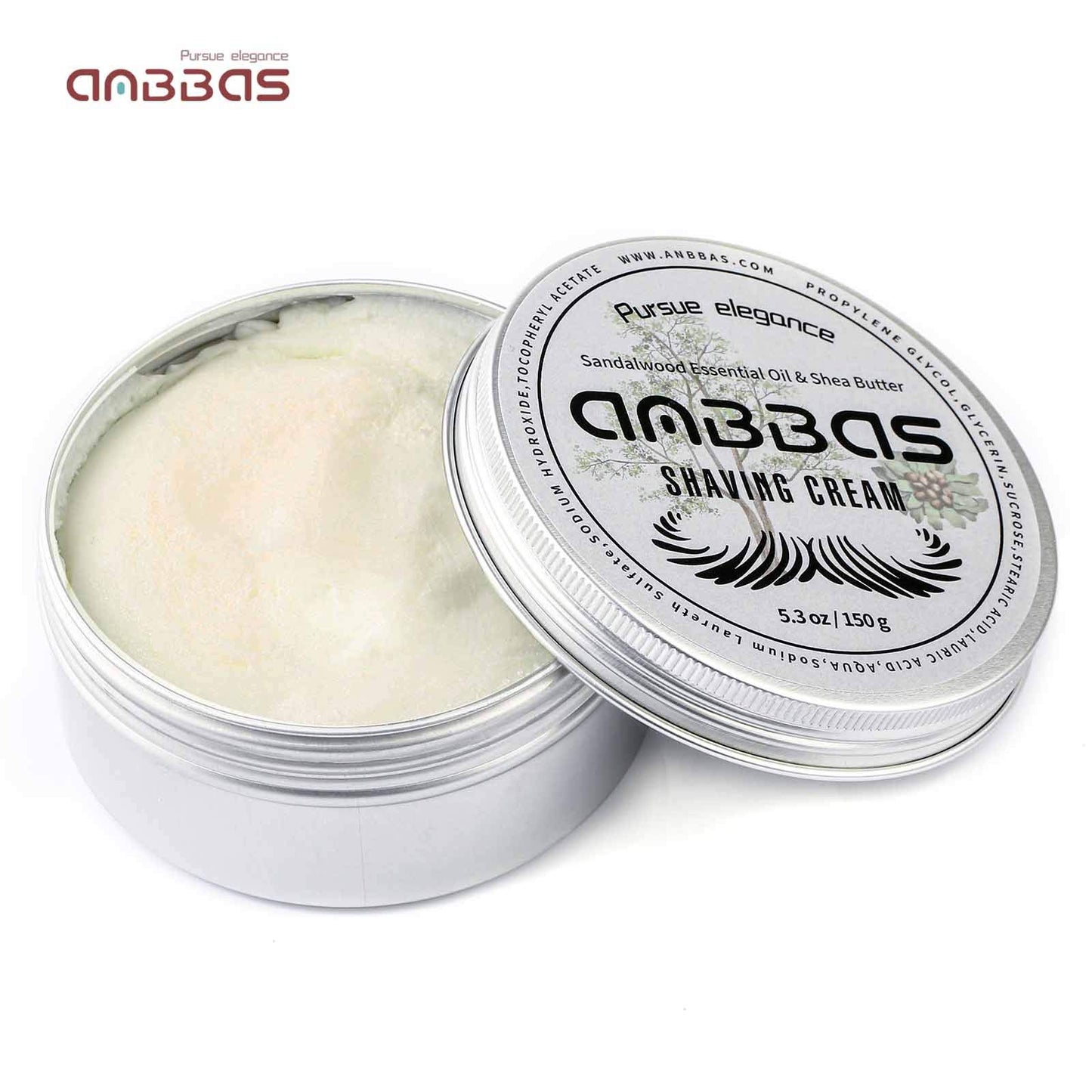 Anbbas 150g Shaving Cream Body Cream for Men Women Wet Shave Latheing,Sensitive Skin,Sandalwood Shea Nut Essential Oil