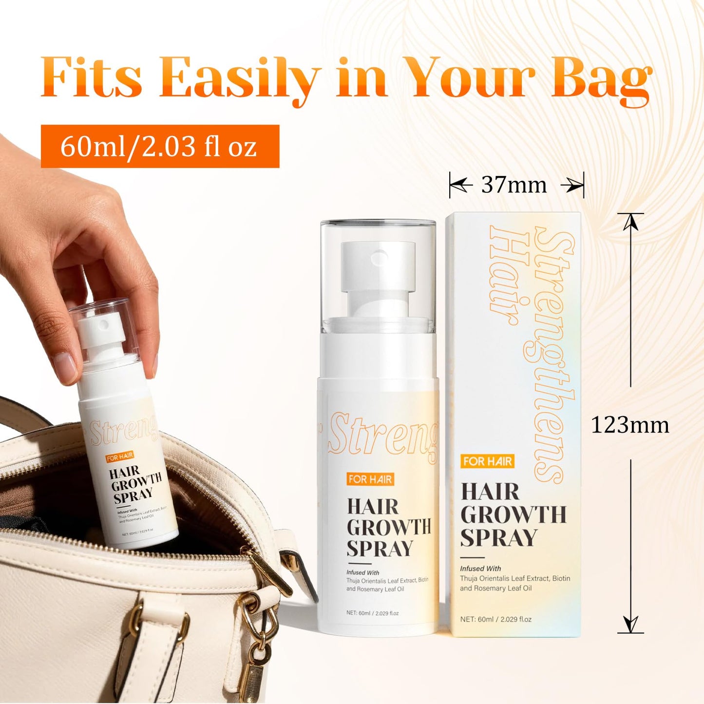 Hair Growth Spray for Women & Men, Hair Growth Serum with Rosemary Oil and Biotin, Helps Prevent Hairs Thinning & Strengthen Strands, Hairs Helper Spray for Healthier Scalp, 2.03 Fl Oz