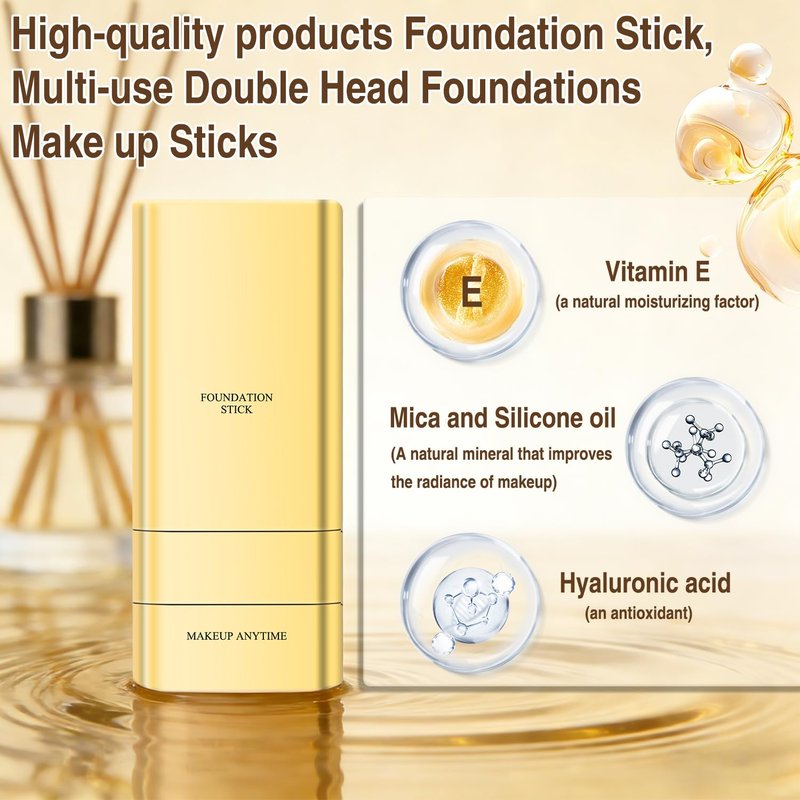 Luminous Dual-Ended Concealer Foundation Stick - Full Coverage 3-in-1 with Brush | Sweat-Resistant #1 Ivory White
