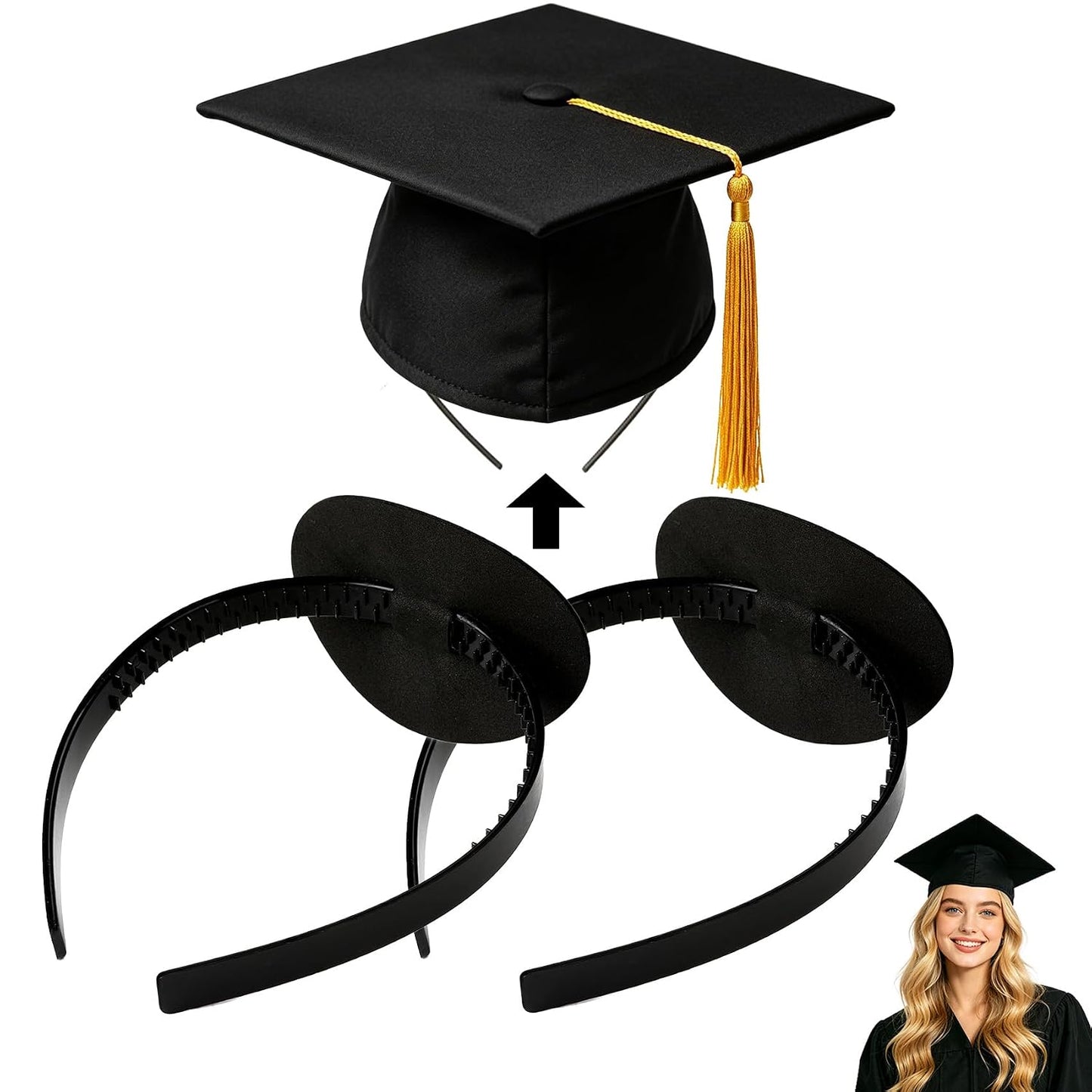Graduation Cap Headband - Firm Anti-Fall Design for Secure Fit | Perfect Graduation Gift for Students & Women