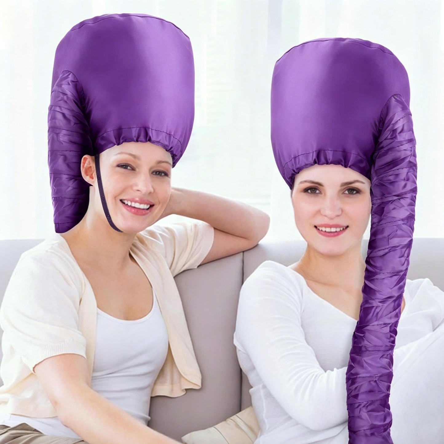 Hooded Hair Dryer Bonnet, Fast Drying Bonnet Hair Dryer for Natural Hair, Deep Conditioning Styling Curl Enhancing, Adjustable Fit Portable Lightweight for Travel(Purple)