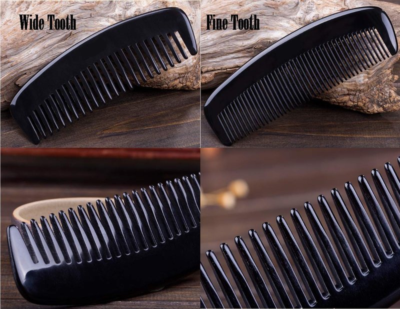 Exquisite Natural Ox Horn Hair Comb 100% Handmade Premium Quality Anti-Static Comb Without Handle (Type Wide tooth)