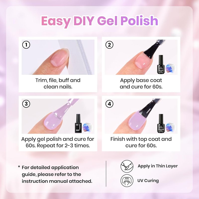 Beetles Pink Gel Polish Set | Ballet Princess Collection - 6 Colors Soak Off UV LED Nail Art Kit for DIY Manicure