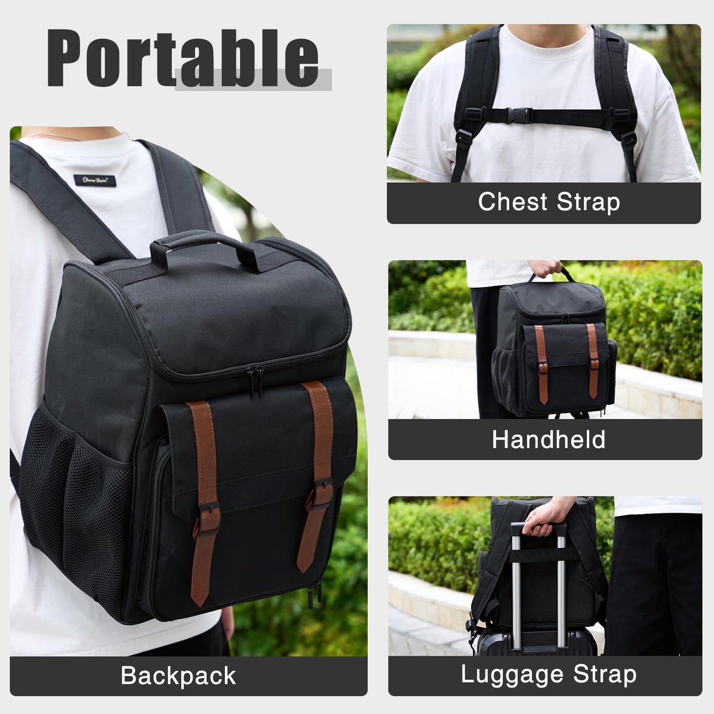 Hautton Traveling Barber Bag, Large Capacity Travel Hairdresser Case with Shoulder Strap Hairstylist Cosmetology Backpack for Hair Cutting Tools Barber Essential Supplies -Black