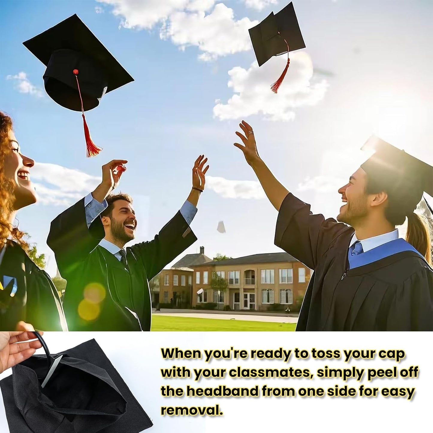 Graduation Cap Headband - 2-Pack Hair Accessory for Secure Style | Perfect Graduation Gift