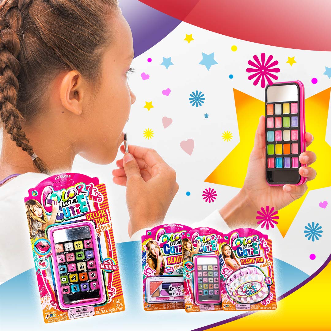 JA-RU Kids Makeup Beauty Toy Kit for Girls (1 Makeup Set) Cell Case with Mirror, Brush and Eyeshadow Palette. Real Washable & Non Toxic Cosmetic. Birthday Princess Party Gifts & Kids Toys. 4645-1