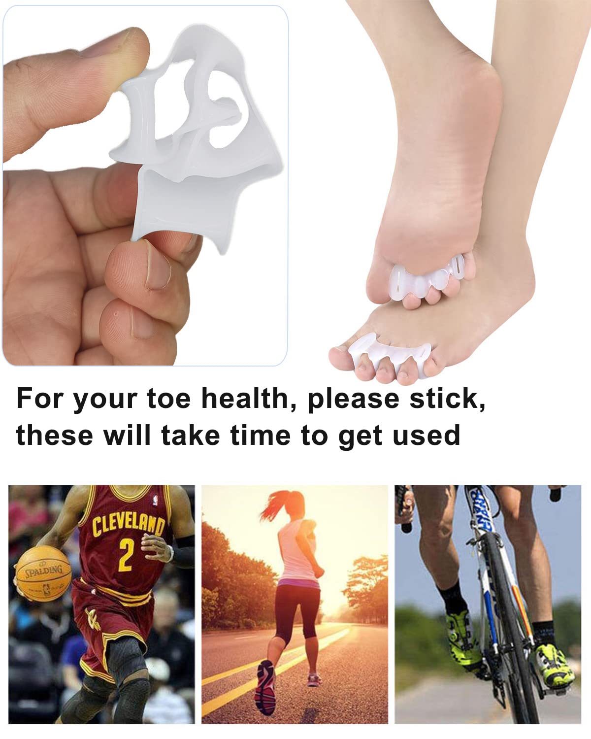 2Pairs Toe Separators Toe Spacers for Women Men to Correct Bunion, Relieve Feet Pain, Foot Alignment, Toe Straighteners for Hammertoes, Plantar Fasciitis (S, Women Shoe Size: 6.5-9, Men: 6-7)