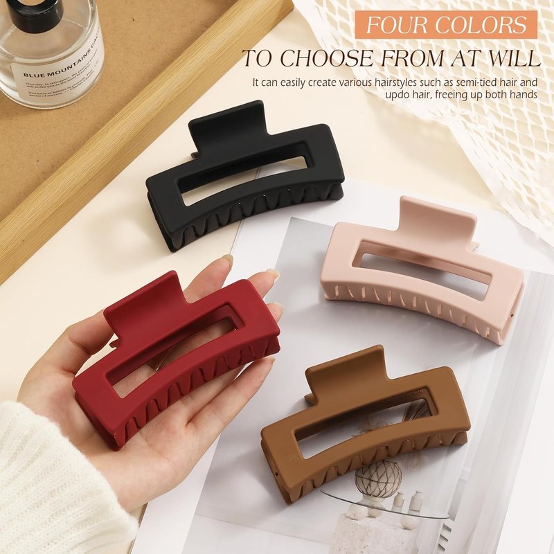 Silicone Flexible Hair Claw Clips - 4 PCS Jumbo Clips for Thick Hair | Cloud Soft Non-Slip Design