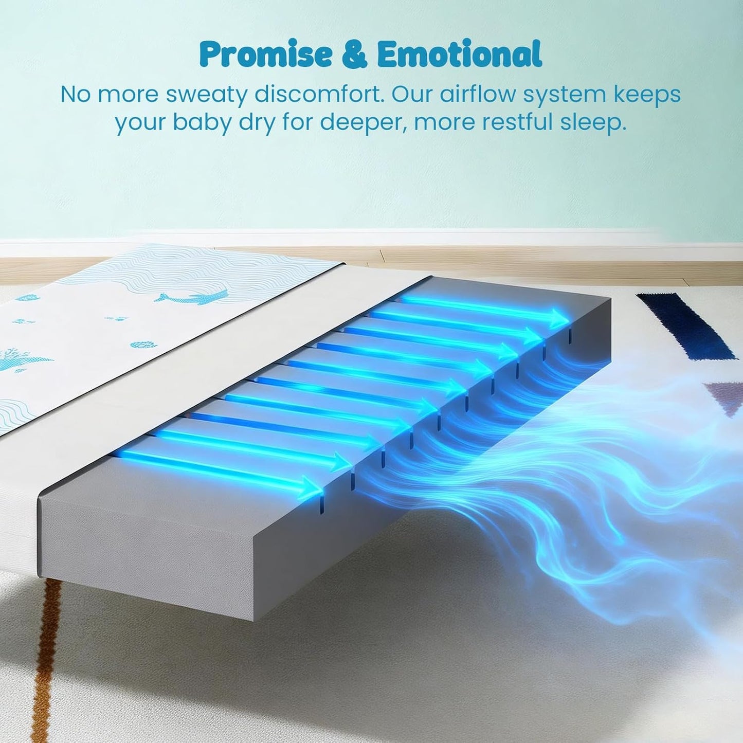 Breathable Crib & Toddler Mattress - Soft, Waterproof Tencel Design | 52" x 27.6" x 5" - Ideal for Babies and Kids