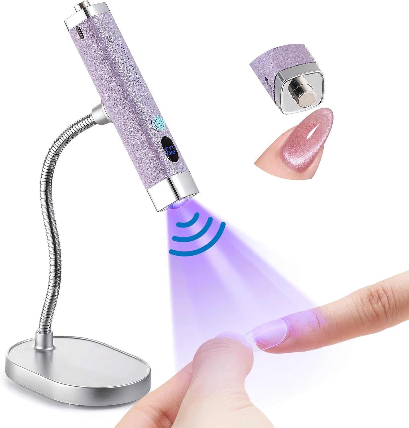 Mini UV Lamp for Gel Nails - Rechargeable Handheld LED Curing Light | Fast Dry Auto Sensor (White)