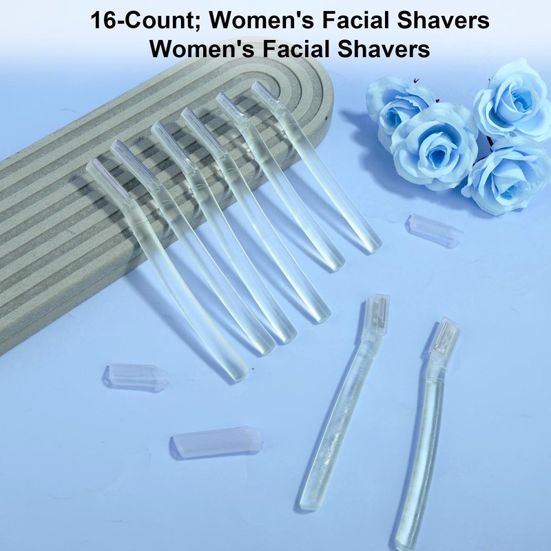16pcs Dermaplane Razor for Women Face, Gentle Facial Hair Remover Eyebrow Eye Brow Shaver with Precision Microblades Scalpel Blade for Dermaplaning Peach Fuzz & Skin Exfoliation Tool (Transparent)