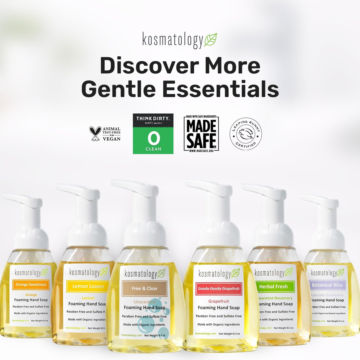 kosmatology Organic Foaming Hand Soap | Botanical Bliss (Lavender-Eucalyptus) Moisturizing Hand Wash | Clean Ingredients, Infused with Essential Oils (8.5 fl oz)